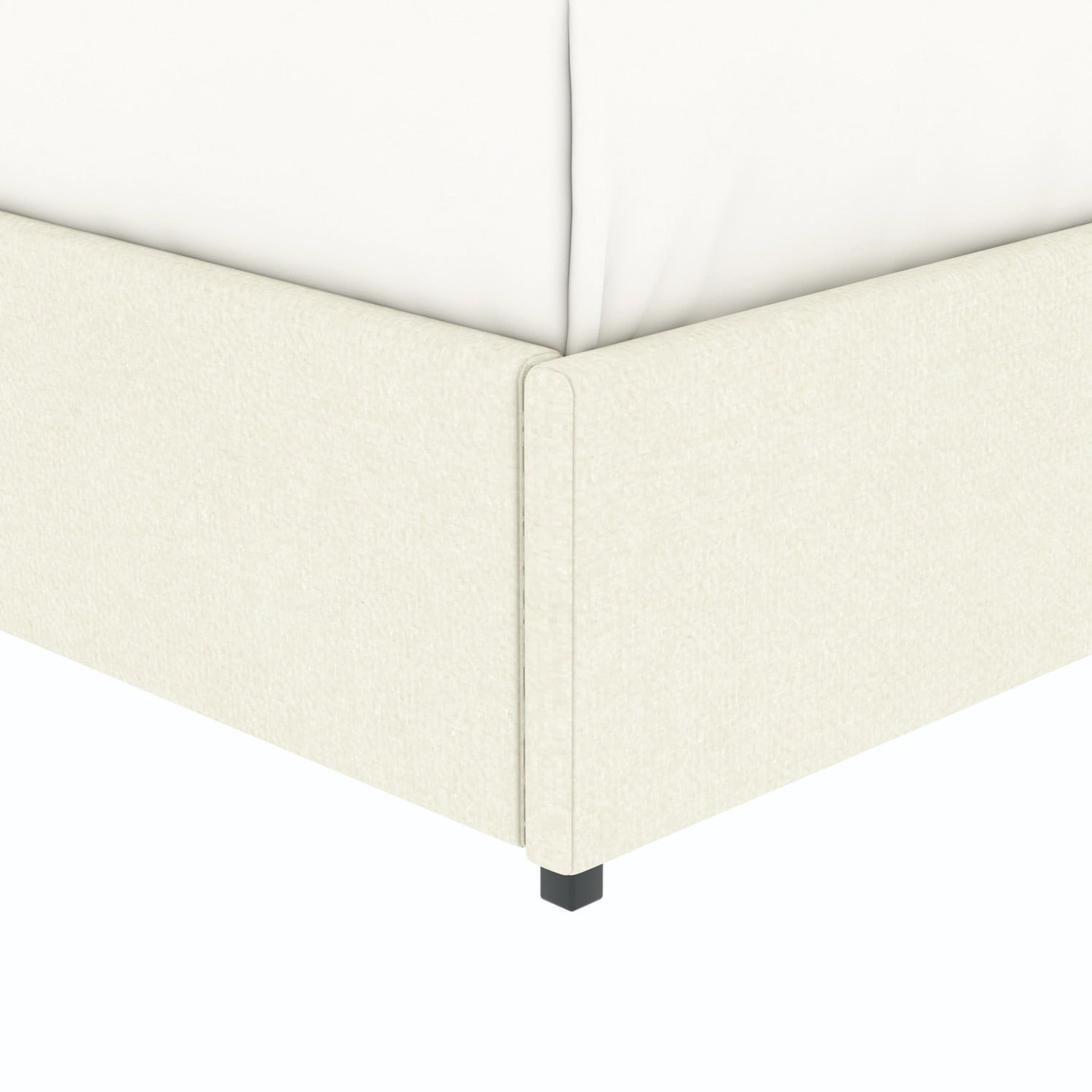 Détail du pied du lit coffre plateforme 160x200 cm velours beige LANCE