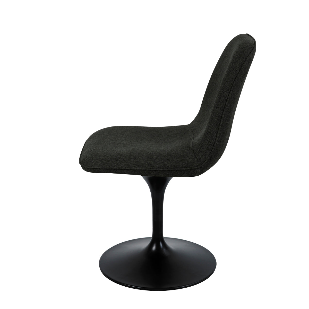 Vue de côté de la chaise LORA finition tissu noir bronze