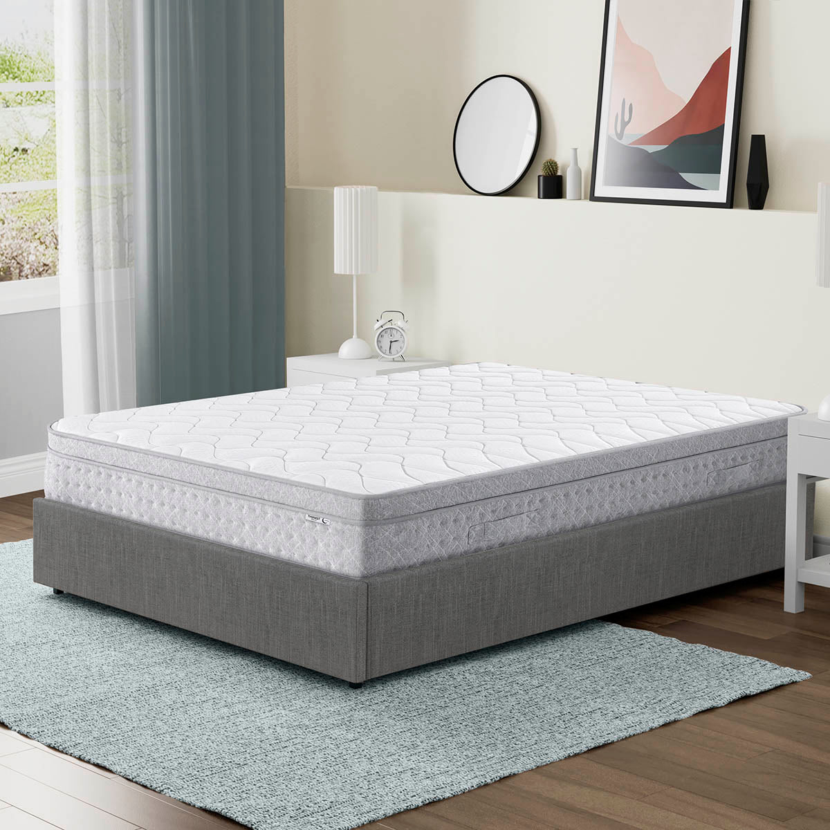 Vue d'ambiance matelas 25cm SENHO THENEST 160x200cm + lit coffre LANCE 160x200cm