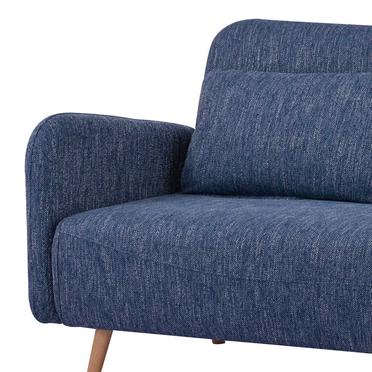 Détail de l'assise du canapé-lit BZ ARI en finition bleue jean