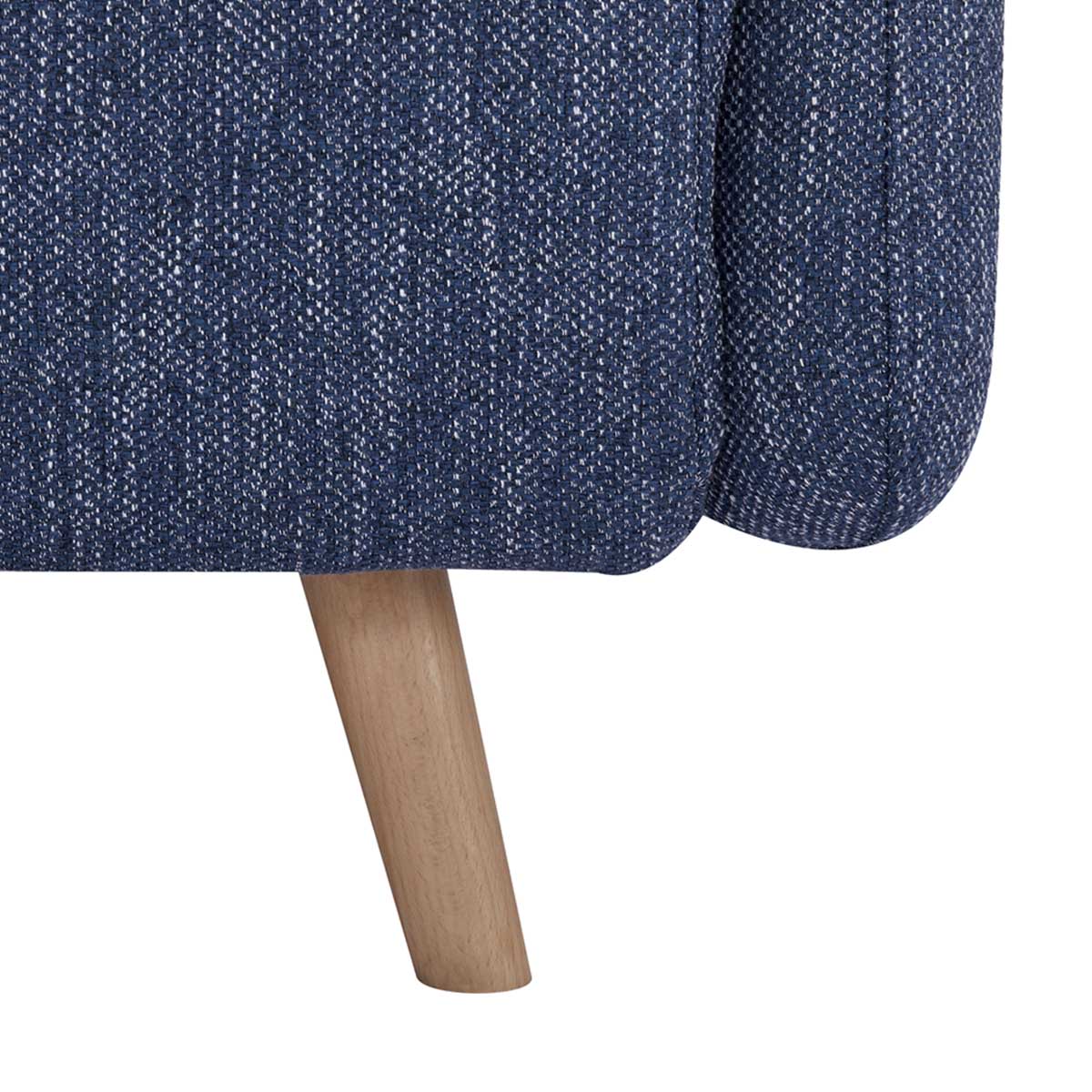 Détail du pied du canapé-lit BZ ARI en finition bleue jean