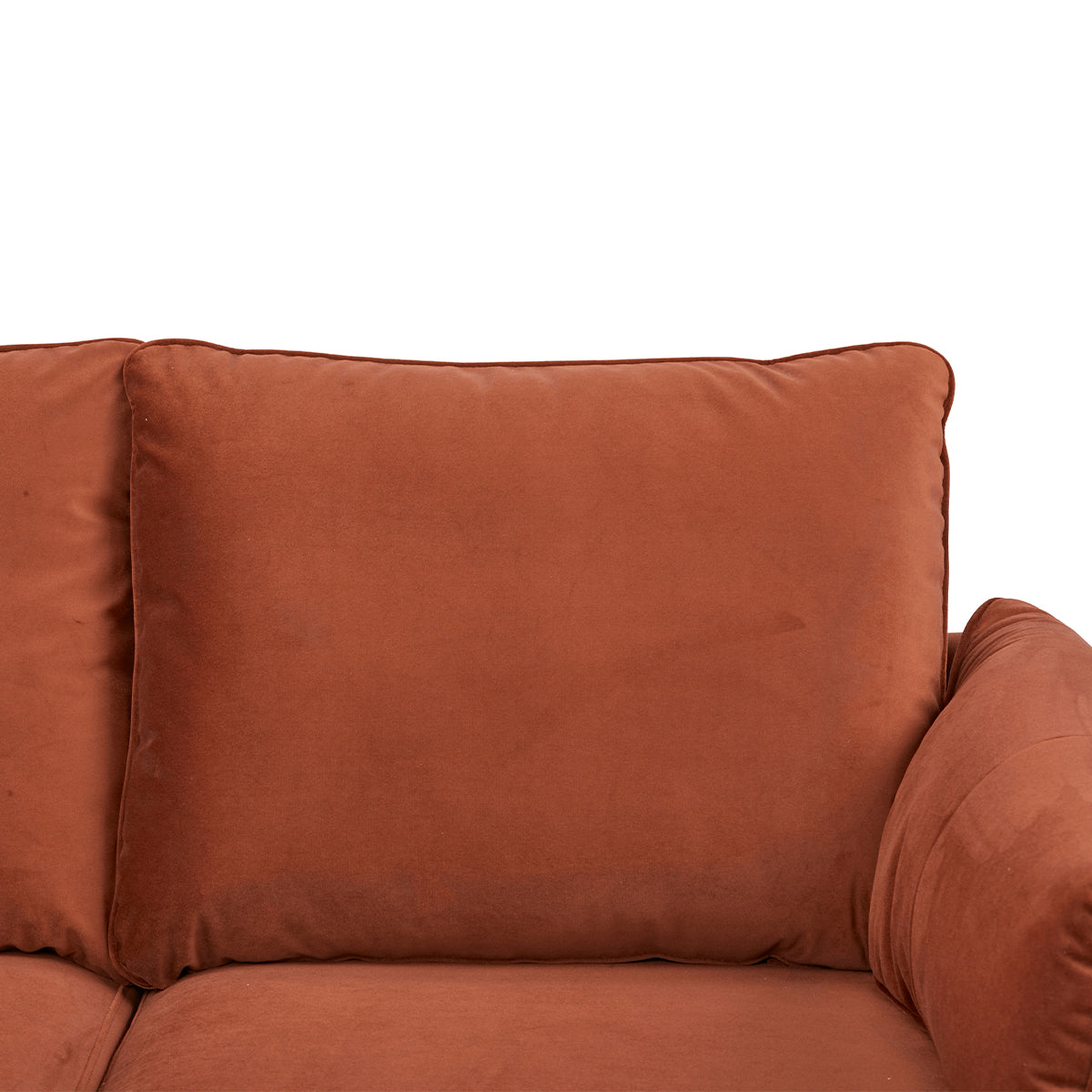 Détail du dossier du canapé 2 places YORK en finition velours terracotta